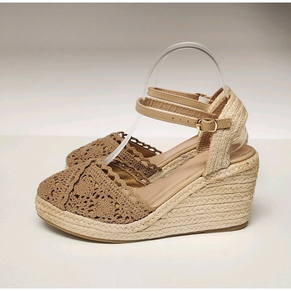 Women's Fashion Espadrilles Wedge Tan Sandal Heel Shoes Size US7/38 - Picture 5 of 10